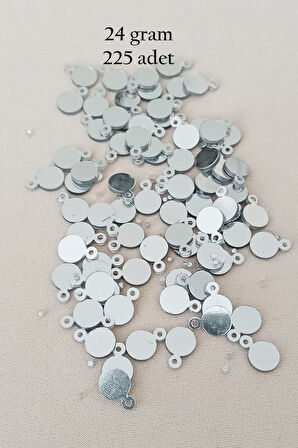 Oya Abiye Bileklik Kolye Pleksi Metalik Plastik Pul Gümüş Renk 24 gram 225 adet - BNC580