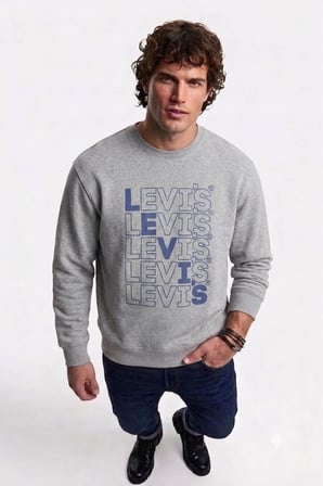 bisiklet yaka pamuk Graphic Erkek Sweatshirt logoGri / L