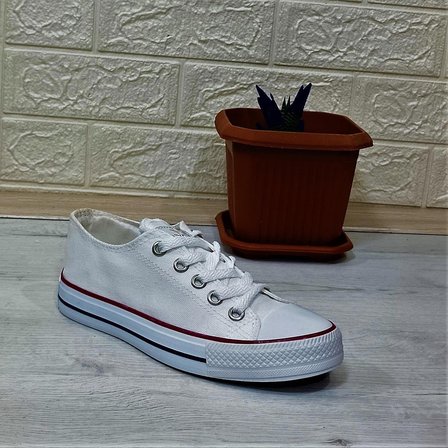 Fiyra 554 Beyaz Kısa Unisex Sneaker Keten Spor Ayakkabı