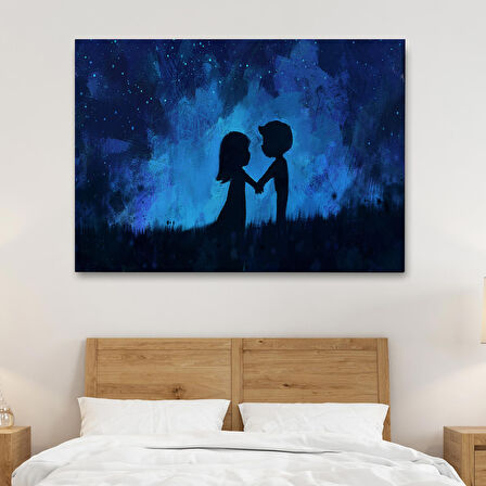 Ay Işığındakı Küçük Aşıklar Dekoratif Duvar Tablosu-3486