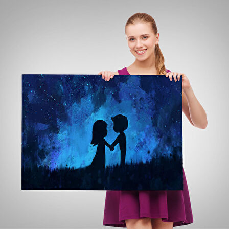 Ay Işığındakı Küçük Aşıklar Dekoratif Duvar Tablosu-3486