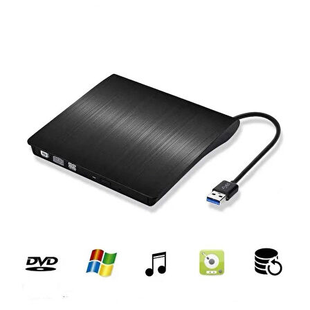 ShopFast Usb 3.0 Harici Dvdrw Slim External Cd Dvd Yazıcı Okuyucu Ultra İnce Writer