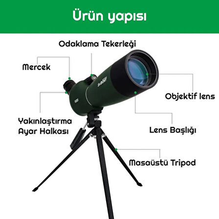 ShopFast HD Teleskop Monoküler Su Geçirmez Dürbün Kuş Gözlemciliği Avcılık Kamp Seyahat Spyglass SV28 75X Zoom