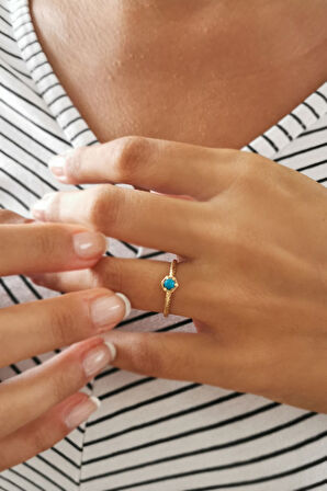 Altın Tek Taş Firuze Yüzük