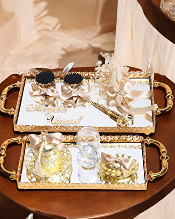 Affection Dantelli Gold Söz Nişan Tepsisi