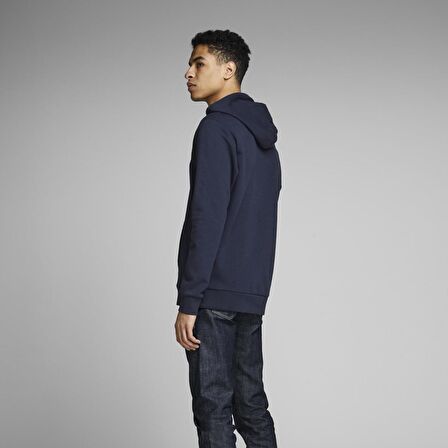 Jack & Jones Kapüşonlu Regular Fit Lacivert Erkek Şardonlu Sweatshirt 12152840_JJECORP LOGO SWEAT HOOD NO