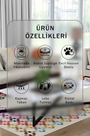 Yıkanabilir Kaymaz Taban Dijital Baskılı Halı ve Yolluk – Leke Tutmaz Salon & Mutfak Halısı