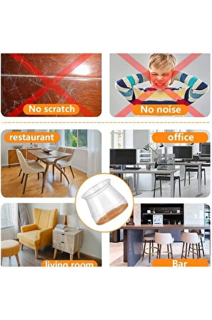 24 Adet (2CM VE 2,8 CM) Keçeli Sandalye Susturucu Sandalye Pabucu Keçe Zemin Koruyucu Kaydırmaz