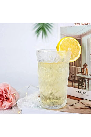 2 Adet 300ml. Italyan Cam Buzul Bardak, Buzlu Su Bardağı, Kokteyl Meyve Suyu Kahve Sunum