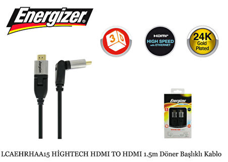 Energizer LCAEHRHAA15 HİGHTECH HDMI TO HDMI 1.5m Döner Başlıklı Kablo