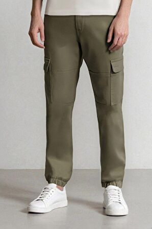 DeFacto Jogger Gabardin Pantolon Beli Lastikli Kargo Cepli Lastikli Paça E1037AX24WNGN425