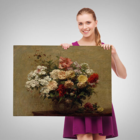 Vazodaki Renkli Çiçekler Duvar Tablosu-3493