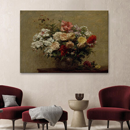 Vazodaki Renkli Çiçekler Duvar Tablosu-3493