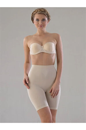 Kadın Bej Dikişsiz Uzun Paçalı Korse