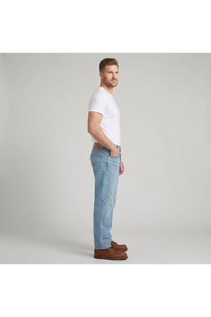 555 Pamuklu Relaxed Straight Fit Orta Bel Düz Paça ince esnek kumaş Jeans Erkek KOT PANTOLON 003VA0000 Mavi0000 / 32/32