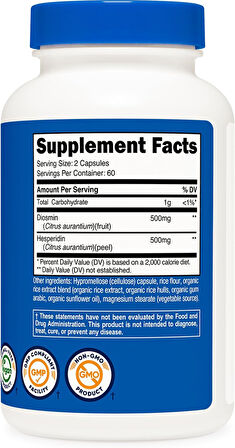 Diosmin with Hesperidin 1,000 mg 120 Kapsül