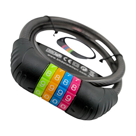 Fixonic B.H.D BHD00578 80cm 12mm Şifreli Bisiklet Kilidi PVC Kaplı Çelik Halat