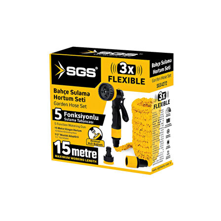 Fixonic SGS4272 7 Fonksiyonlu Bahçe Sulama Hortum Seti (5-15 Metre)