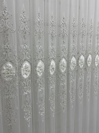 NİVEMESHOME 3158 VALERİA  GOLD  1/3 PİLELİ  BAMBU TÜL PERDE