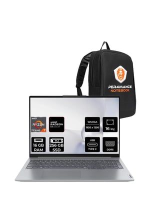 ThinkBook 16 G7 R7 7735HS 16GB DDR5 256GB SSD 16'' WUXGA FDOS Dizüstü Bilgisayar & PER4 ÇANTA