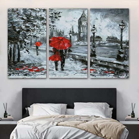 Londra Sokakları Yağlıboya Görünüm Dekoratif Kanvas Duvar Tablosu-3497