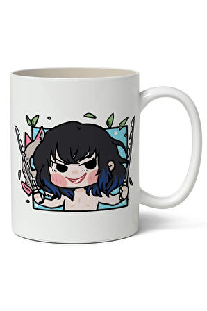 Demon Slayer: Kimetsu no Yaiba Inosuke Hashibira Cute Avatar Anime Beyaz Kupa Bardak