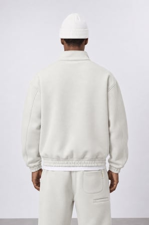 Erkek Crop Fit Panda Oversize Zip Bej