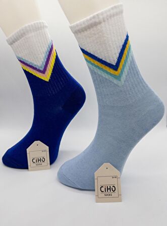 CİHOSOCKS KADIN 6 ÇİFT V DESEN PAMUKLU SOKET ÇORAP