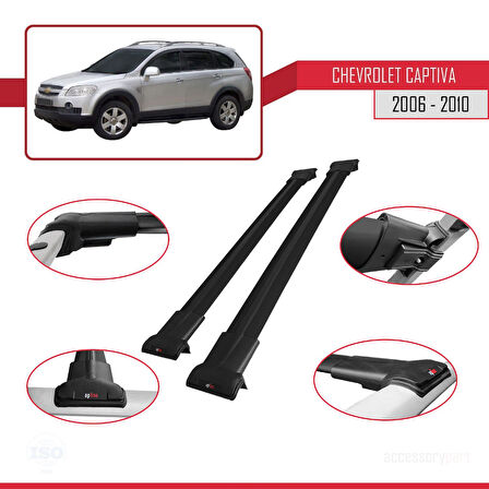 Chevrolet Captiva 2006-2010 Arası ile Uyumlu FLY Model Ara Atkı Tavan Barı Siyah 2 Adet