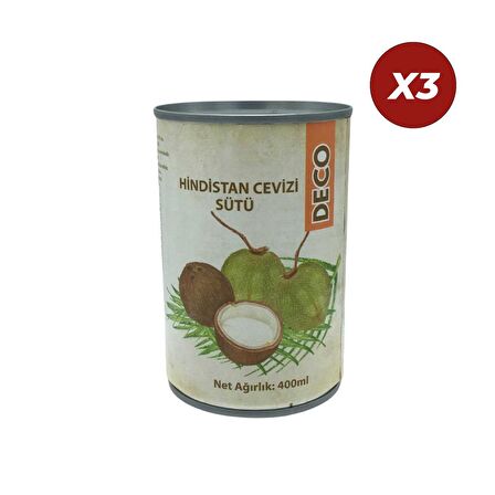 Deco Hindistan Cevizi Sütü - Coconut Milk 400 Ml 3 Adet
