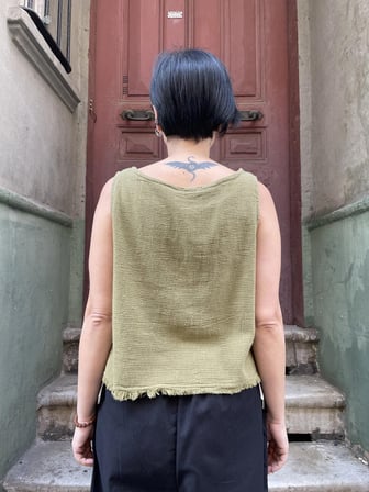Bohem Müslin Kolsuz Crop Bluz, Bol Kesim Bluz, Salaş Bluz, Rahat Bluz, Crop Bluz