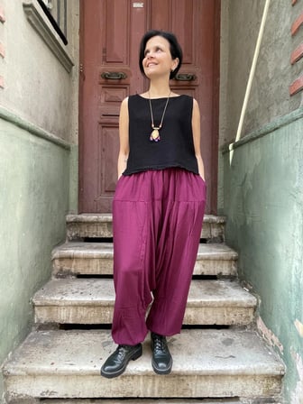 Bohem Müslin Kolsuz Crop Bluz, Bol Kesim Bluz, Salaş Bluz, Rahat Bluz, Crop Bluz