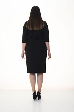 Siyah Cepli Esnek Elbise 34E-1381