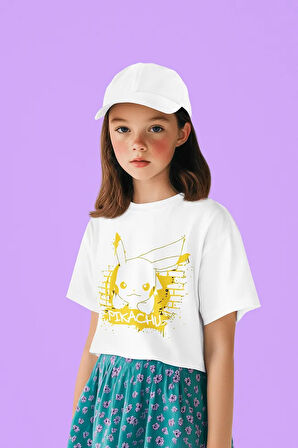 Pokemon Pikachu Baskılı Unisex Çizgi Film Çocuk Tişört (1-12 YAŞ)