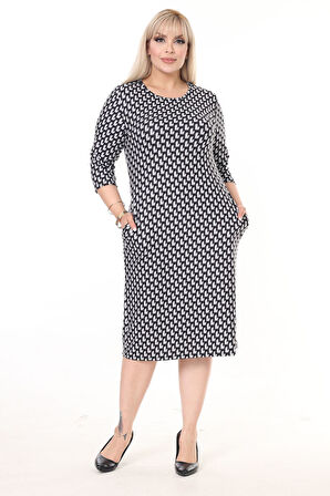 Çift Cepli Kışlık Büyük Beden Elbise 34F-2606