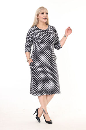 Çift Cepli Kışlık Büyük Beden Elbise 34F-2606