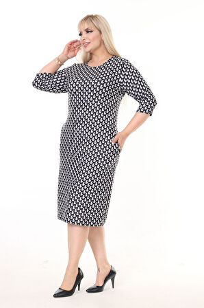 Çift Cepli Kışlık Büyük Beden Elbise 34F-2606