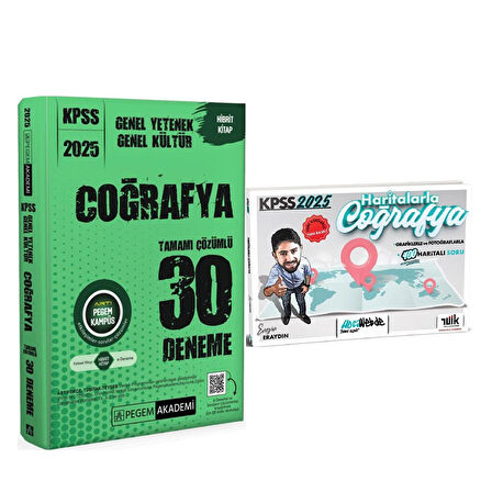 Pegem KPSS Coğrafya Deneme ve Hocawebde Haritalarla Coğrafya Seti 2 Kitap