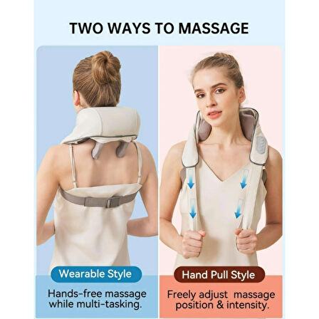 Ozmik MS.101 Şarjlı 4D Ovmalı Isıtmalı Masaj Yastığı Boyun, Omuz, Sırt Masaj Aleti