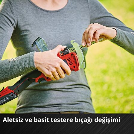 Einhell Akülü Budama Testeresi GE-GS 18/150 Li-Solo Power X-Change (18V, max. 100 mm kesim kalınlığı, 20 mm kaldırma yüksekliği, çıkarılabilir dal braketi, 2x testere bıçağı dahildir, akü dahil değildir) - 3408290
