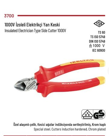 1000V İzoleli Elektrikçi Yan Keski 160mm