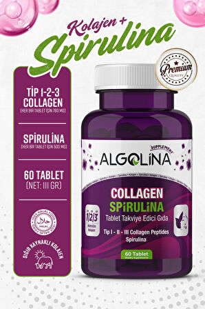Collagen+spirulina Tablet Takviye Edici Gıda -1260 Mg 60 Tablet-(kolajen Tip 123) (3 Adet)