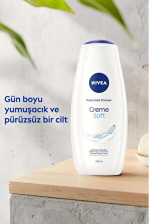 Nivea Creme Soft Kremsi Dokunuş Banyo ve Duş Jeli 500ml, Temizlerken Bakım Yapar, Badem Yağı, Nemlendirici