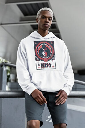 Kiss Rock Metal Müzik Grubu Baskılı Unisex Oversize Hoodie