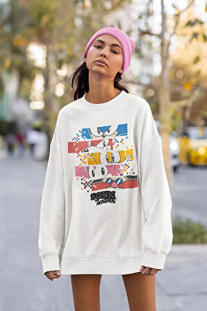 Sonic The Hedgehog Baskılı Unisex Oversize Çizgi Film Sweatshirt