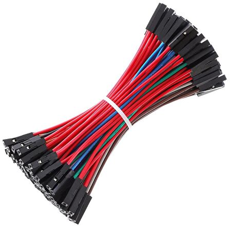 Karışık Renkli 20 Adet 24AWG Dişi - Dişi Breadboard Jumper Kablosu - 10cm