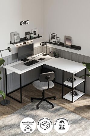 Bofigo Çalışma Masası Ofis Masası Köşe Masa Bilgisayar Masası Odin Beyaz