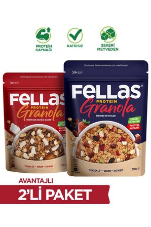 Protein Granola 2'li Paket - Hindistan Cevizi & Kakao 270g Ve Kırmızı Meyveler 270g