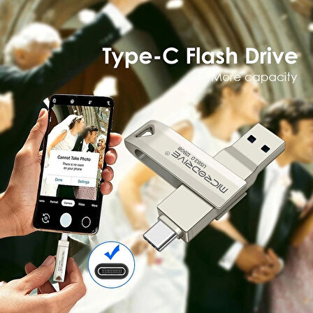 Microdrive 128 Gb Type C Ve Usb Flash Bellek Otg Çift Giriş 3.0 2in1 