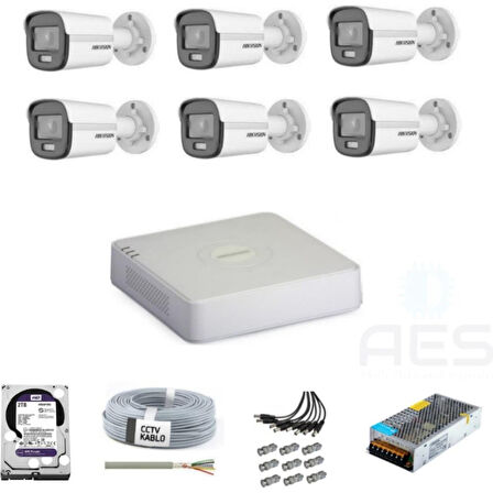 Colorvu Gece-Karanlıkta Renkli 6 Ahd Kameralı Güvenlik Kamera Kuruluma Hazır Set